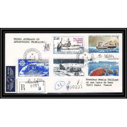 1185 lot 4 Lettres cad différents Taaf terres australes Antarctic covers bateau (bateaux ship) Signé signe recommandé