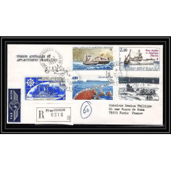 1185 lot 4 Lettres cad différents Taaf terres australes Antarctic covers bateau (bateaux ship) Signé signe recommandé