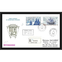 1200 1/2/1980 port aux francais kerguelen bateau (boat-SHIP) TAAF Antarctic terres australes Lettre (cover) recommandé
