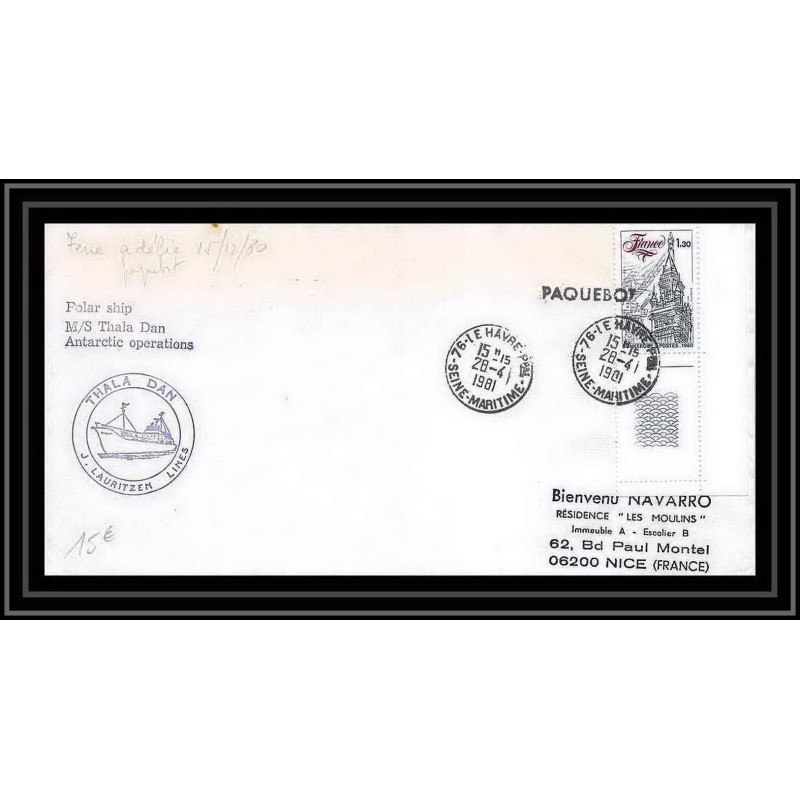 1204 28/4/1981 thala dan obl paquebot TAAF Antarctic terres australes Lettre (cover)