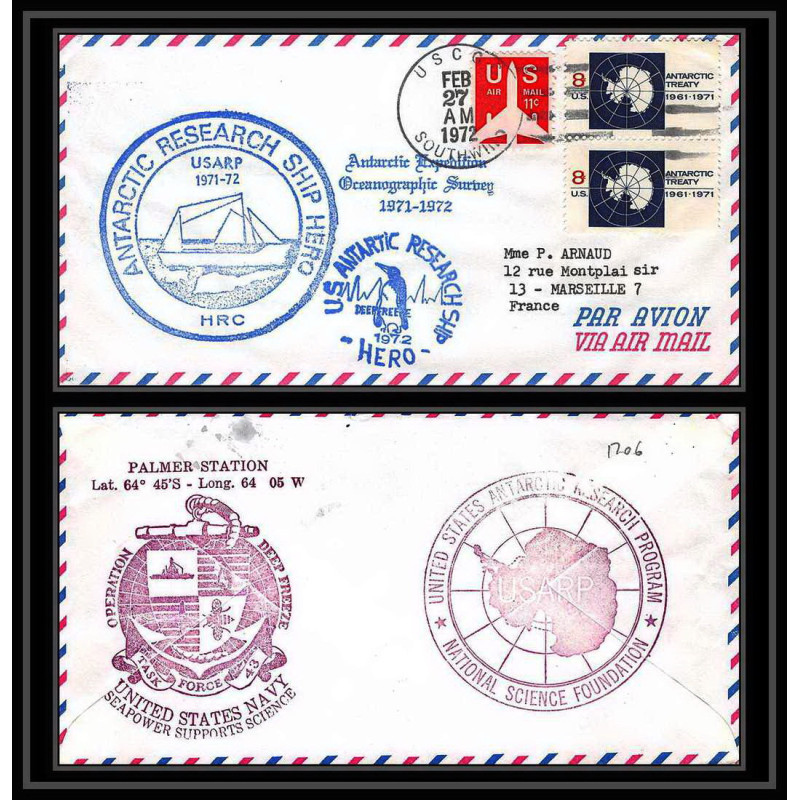 1206 usa enveloppe lettre cover ship hero 1972 antarctic