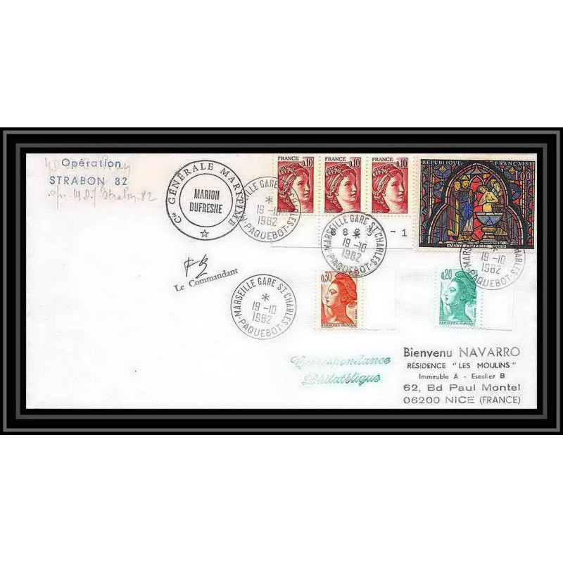 1212 operation strabon 82 marion dufresne 19/10/1982 TAAF Antarctic terres australes Lettre (cover) Signé signed