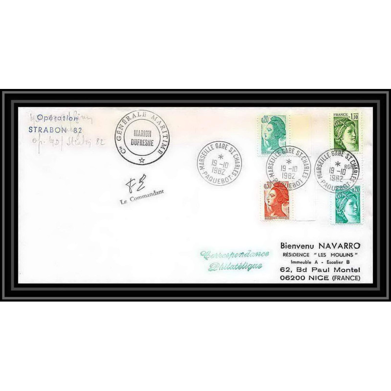1215 operation strabon 82 marion dufresne 19/10/1982 TAAF Antarctic terres australes Lettre (cover) Signé signed