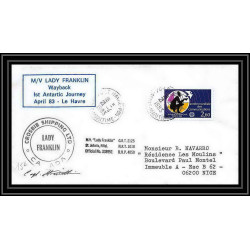 1233 lady franklin wayback 21/4/1983 TAAF Antarctic terres australes Lettre (cover) Signé signed
