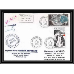 1256 marion dufresne kerguelen 2/10/1980 TAAF Antarctic terres australes Lettre (cover) Signé signed