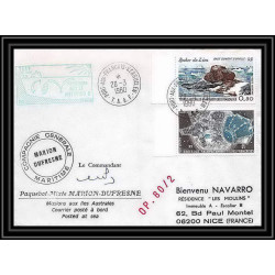 1259 marion dufresne kerguelen 20/3/1980 campagne md21 TAAF Antarctic terres australes Lettre (cover) Signé signed