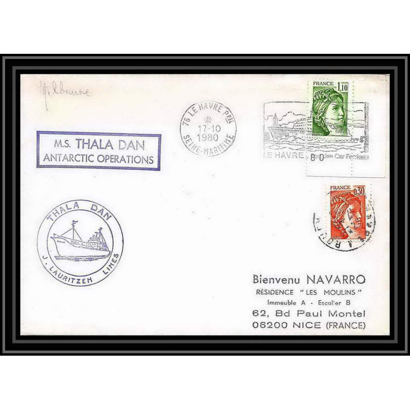 1267 thala dan 17/10/1980 TAAF Antarctic terres australes Lettre (cover)