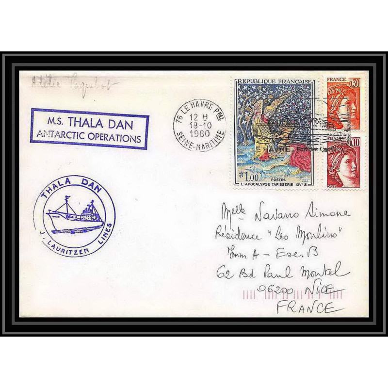 1276 thala dan 18/10/1980 TAAF Antarctic terres australes Lettre (cover)