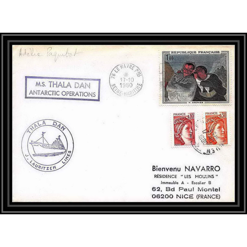 1279 thala dan 17/10/1980 TAAF Antarctic terres australes Lettre (cover)