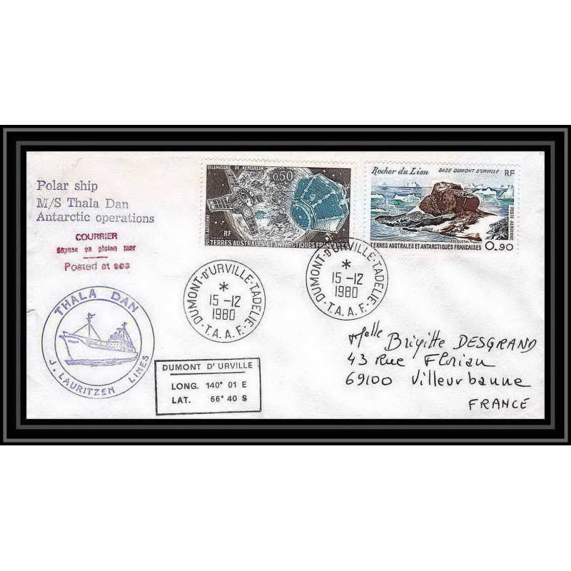 1297 thala dan 15/12/1980 TAAF Antarctic terres australes Lettre (cover)
