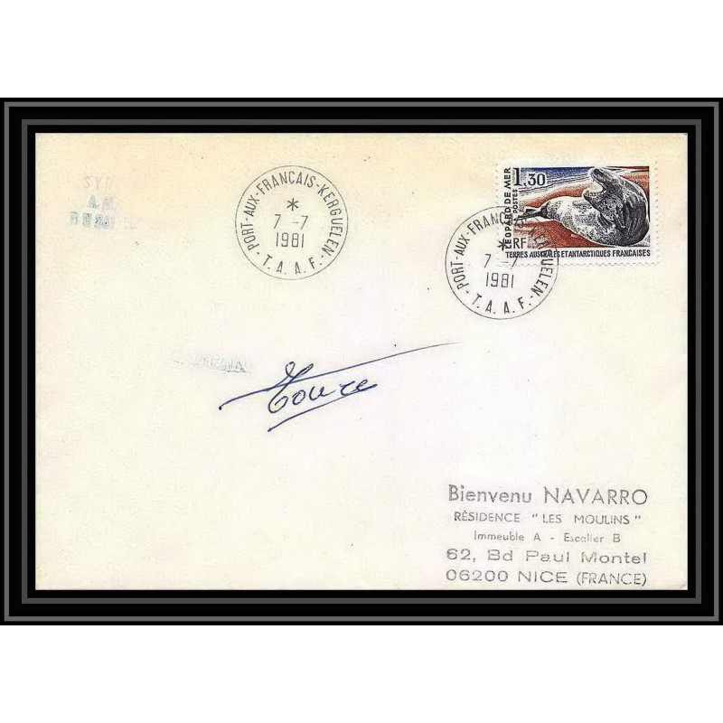 1301 kerguelen 7/7/1981 Signé signed TAAF Antarctic terres australes Lettre (cover)