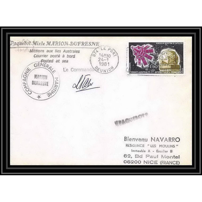 1313 marion dufresne la reunion 4/5/1981 TAAF Antarctic terres australes Lettre (cover)