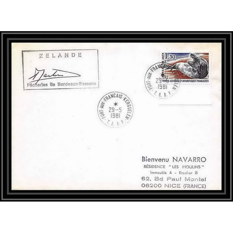 1317 zelande kerguelen Signé signed 29/5/1981 TAAF Antarctic terres australes Lettre (cover)