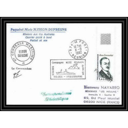 1342 marion dufresne campagne md 32 reunion 11/9/1989 Signé signed TAAF Antarctic terres australes Lettre (cover)