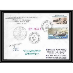 1363 marion dufresne Signé signed opération 83/4 22/8/1983 TAAF Antarctic terres australes Lettre (cover)