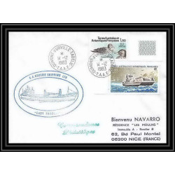 1407 lady franklin crosbie shipping 14/12/1983 TAAF Antarctic terres australes Lettre (cover)