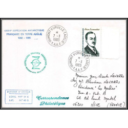 1413 33 ème expédition terre adelie dumont d'urville 7/3/1983 TAAF Antarctic terres australes Lettre (cover)