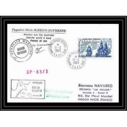 1426 marion dufresne md 34 geodyn 19/2/1983 Signé signed TAAF Antarctic terres australes Lettre (cover)