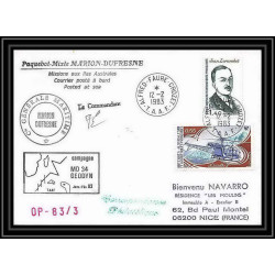 1427 marion dufresne md 34 geodyn 12/2/1983 Signé signed TAAF Antarctic terres australes Lettre (cover)