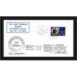 1435 lady franklin wayback canada 21/4/1983 TAAF Antarctic terres australes Lettre (cover) signé capitain signed