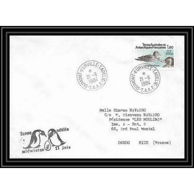 1453 terre adelie mid winter 21/6/1984 TAAF Antarctic terres australes Lettre (cover)