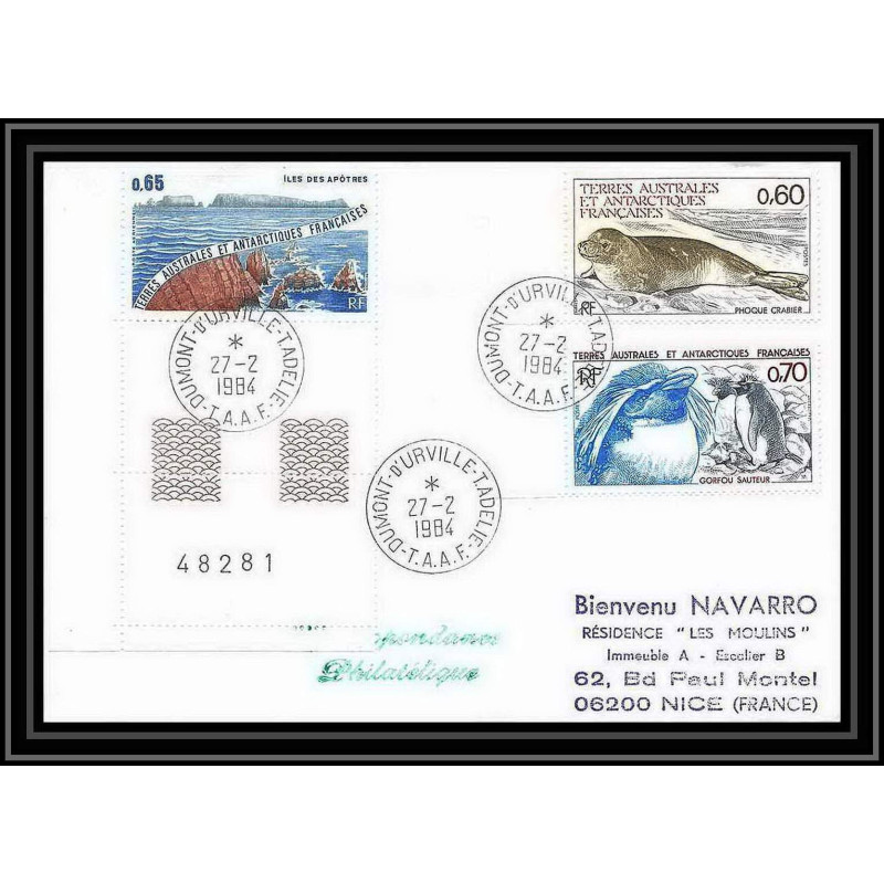1458 dumont d'urville 27/2/1984 TAAF Antarctic terres australes Lettre (cover)