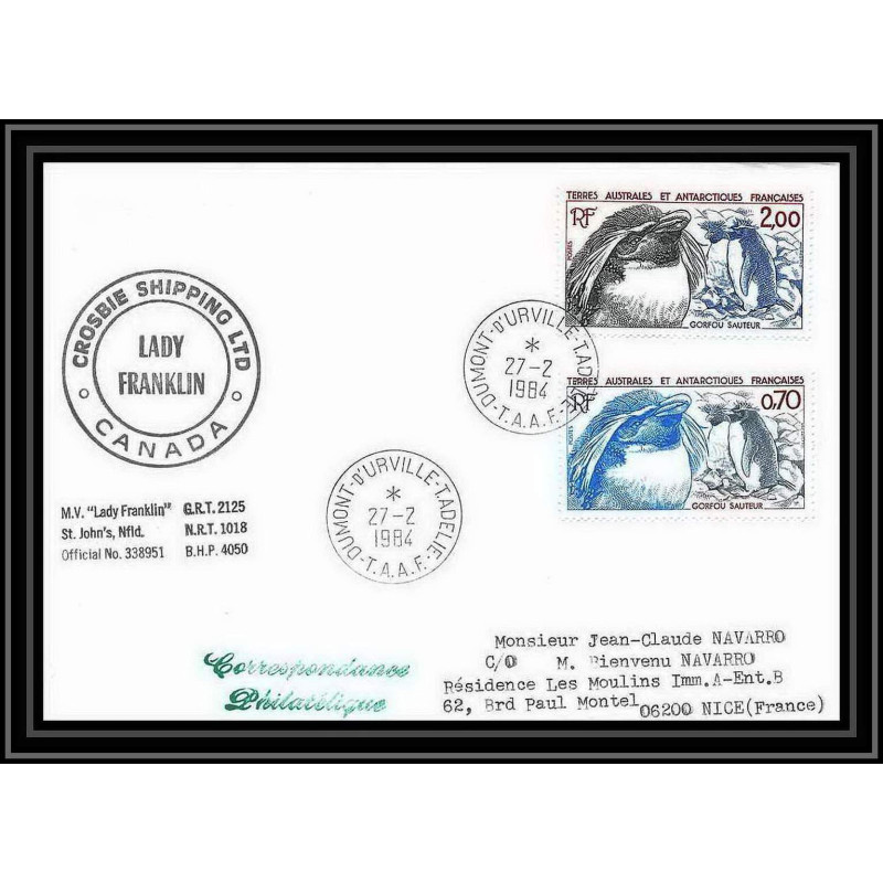 1464 dumont d'urville 27/2/1984 TAAF Antarctic terres australes Lettre (cover)