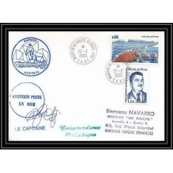 1490 navire de peche austral 20/2/1985 Signé signed TAAF Antarctic terres australes Lettre (cover)