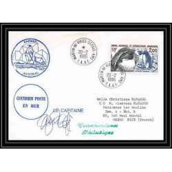 1494 navire de peche austral 20/2/1985 Signé signed TAAF Antarctic terres australes Lettre (cover)