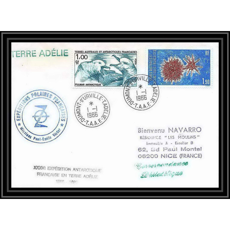 1527 36 ème expédition en terre adélie 1/1/1986 TAAF Antarctic terres australes Lettre (cover)
