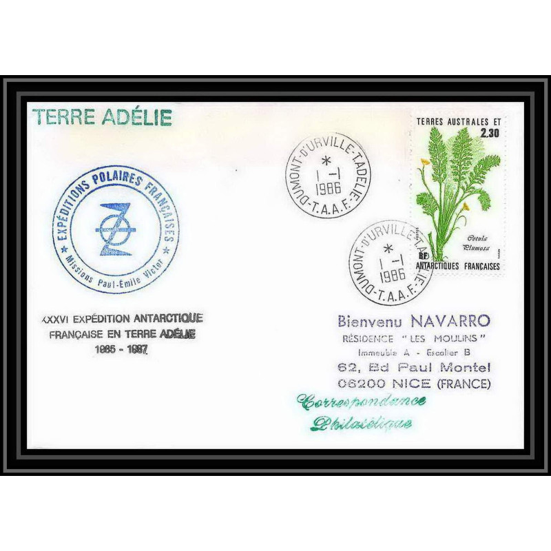 1528 36 ème expédition en terre adélie 1/1/1986 TAAF Antarctic terres australes Lettre (cover)