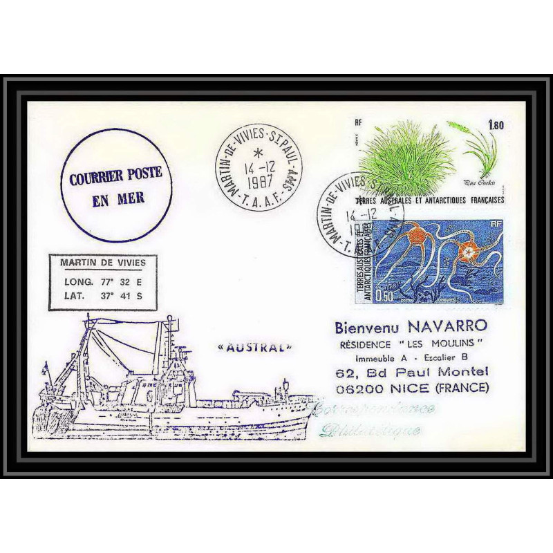 1535 navire austral 14/12/1984 TAAF Antarctic terres australes Lettre (cover)