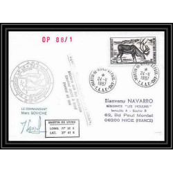1537 op 88/1 marion dufresne Signé signed 24/11/1987 TAAF Antarctic terres australes Lettre (cover)