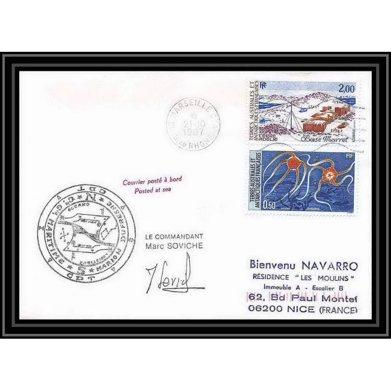 1541 marion dufresne 21/10/1987 Signé signed TAAF Antarctic terres australes Lettre (cover)