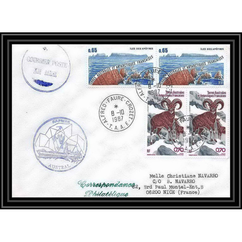 1542 sapmer austral 8/10/1987 TAAF Antarctic terres australes Lettre (cover)