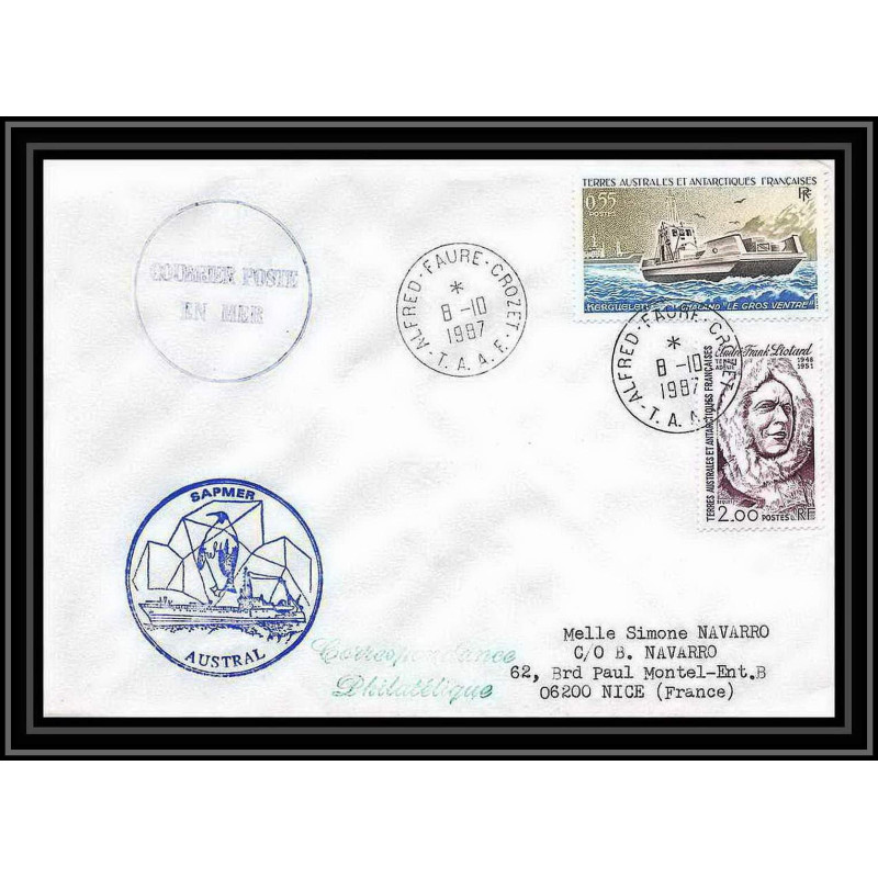 1543 sapmer austral 8/10/1987 TAAF Antarctic terres australes Lettre (cover)