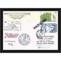 1568 TAAF terres australes Lettre (cover) md 59 fournaise la reunion Signé signed marion dufresne 2/9/1988 obl paquebot 