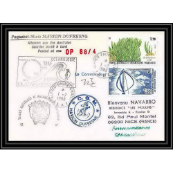 1573 88/4 océanologie md indivat 7/7/1988 Signé signed TAAF Antarctic terres australes Lettre (cover)
