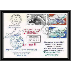 1586 89/2 - 8/12/1988 marion dufresne Signé signed kerouanton TAAF Antarctic terres australes Lettre (cover)