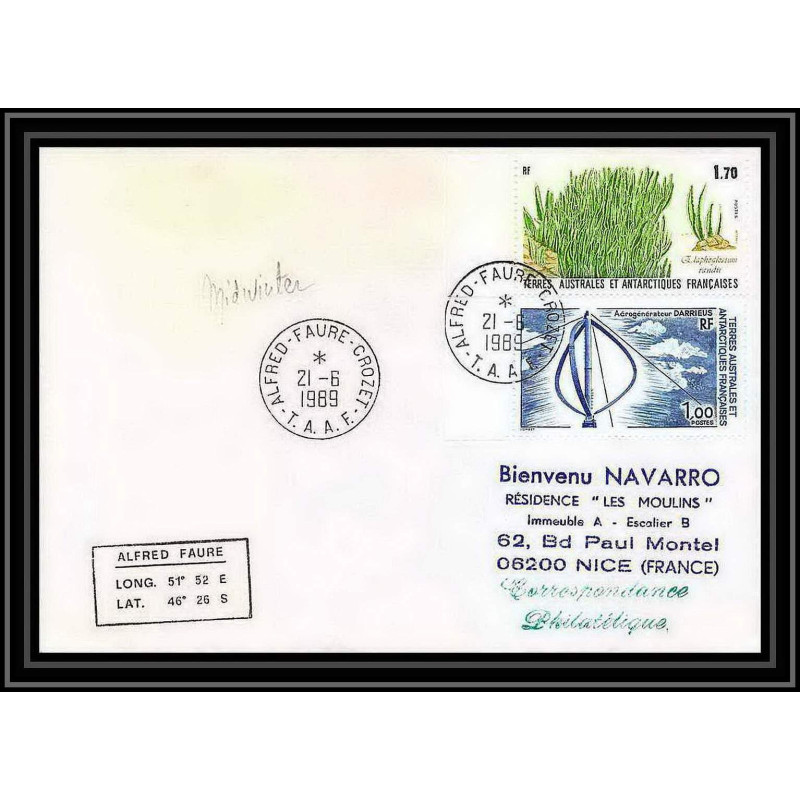1605 mindwinter 21/6/1989 TAAF Antarctic terres australes Lettre (cover)