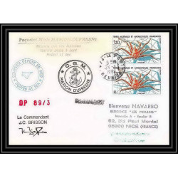 1611 89/3 cgm marion dufresne 24/3/1989 Signé signed brisson TAAF Antarctic terres australes Lettre (cover)