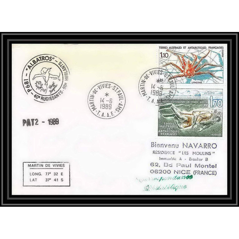 1634 albatros patrouile 1 14/6/1989 TAAF Antarctic terres australes Lettre (cover)