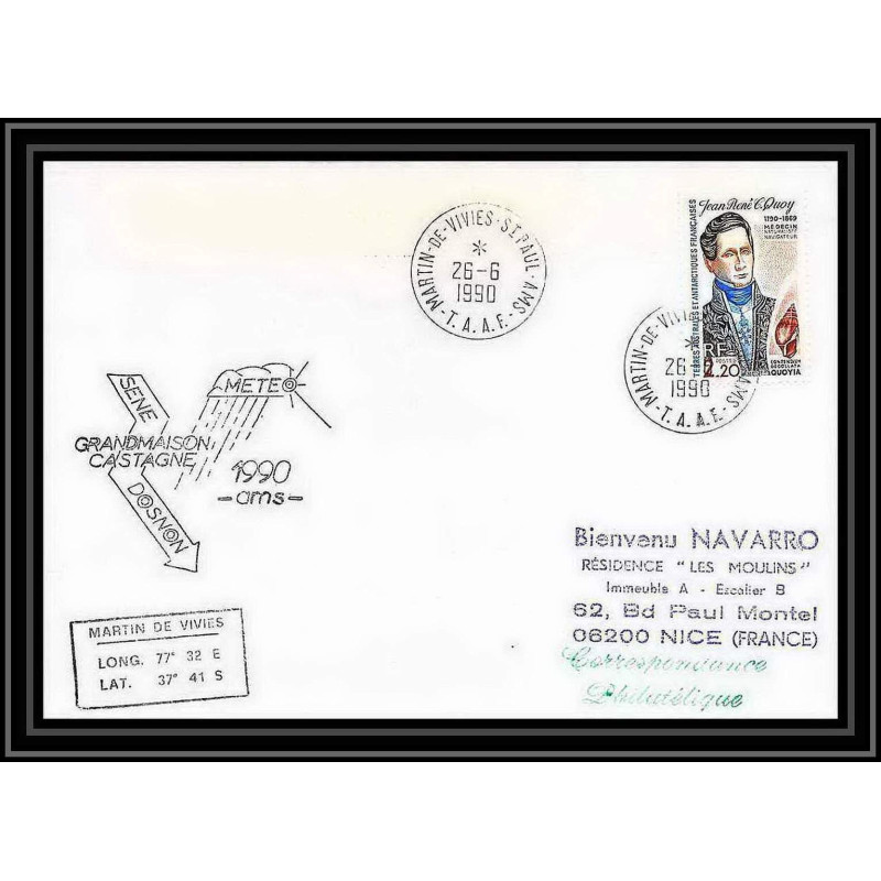 1656 grand maison castagne 26/6/1990 TAAF Antarctic terres australes Lettre (cover)
