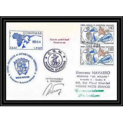 1665 TAAF Antarctic terres australes LETTRE mission recherche md 64 somirmas Signé signed warney obl paquebot 14/8/1990 