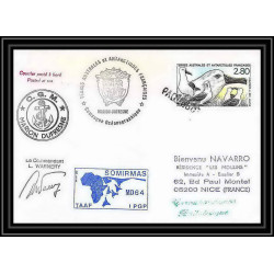 1666 TAAF Antarctic terres australes LETTRE mission recherche md 64 somirmas Signé signed warney obl paquebot 14/8/1990 