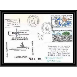 1671 TAAF Antarctic terres australes LETTRE patrouilleur albatros 50 ème hurlant 18ème mission Signé signed 31/3/1990 TA