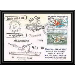 1679 patrouilleur albatros 17 mission 1 18/1/1990 Signé signed TAAF Antarctic terres australes Lettre (cover)