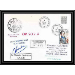 1705 op 90/4 marion dufresne 21/6/1990 Signé signed loudes TAAF Antarctic terres australes Lettre (cover)
