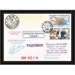 1709 op 90/4 marion dufresne 3/7/1990 Signé signed loudes TAAF Antarctic terres australes Lettre (cover)