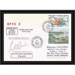 1711 op 90/2 lowand lancer 30/1/1990 Signé signed davies master TAAF Antarctic terres australes Lettre (cover)